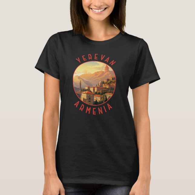 Yerevan Armenia Retro Distressed Circle T-Shirt (Front)