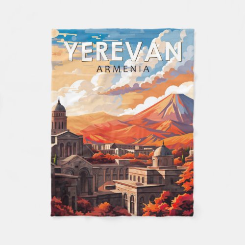 Yerevan Armenia Travel Art Vintage Fleece Blanket