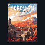 Yerevan Armenia Travel Art Vintage Postcard<br><div class="desc">Yerevan retro vector travel design. Yerevan,  Armenia's capital,  is marked by grand Soviet-era architecture.</div>