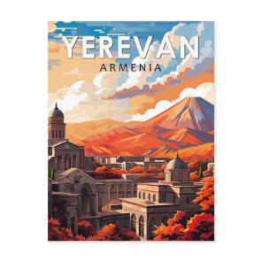 Yerevan Armenia Travel Art Vintage Postcard