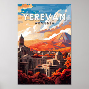Yerevan Armenia Travel Art Vintage Poster