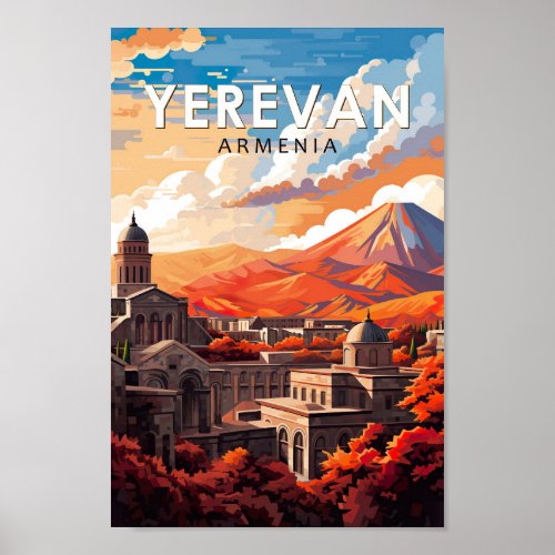 Yerevan Armenia Travel Art Vintage Poster