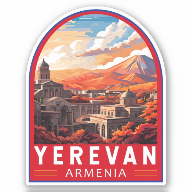 Yerevan Armenia Travel Art Vintage Sticker (Front)