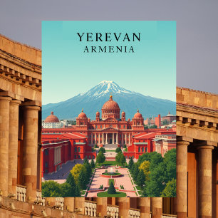 Yerevan, Armenia Vintage Travel Art Postcard