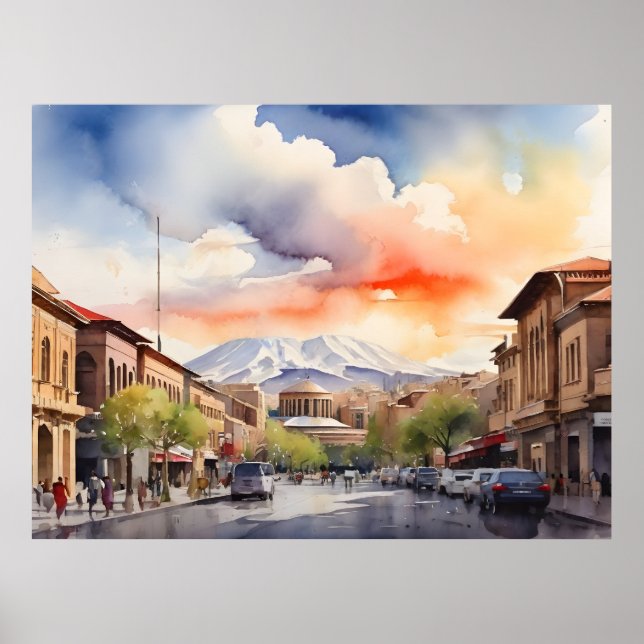 Yerevan watercolor art poster (Front)
