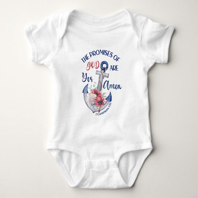 Yes And Amen Christian Bible  2 Corinthians 1:20 Baby Bodysuit (Front)