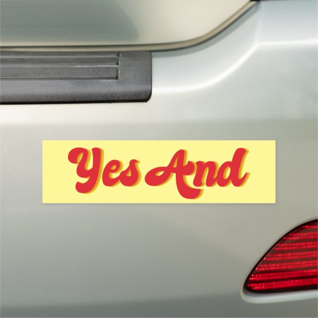 Yes And Improv Comedian Bumper Car Magnet (In Situ)