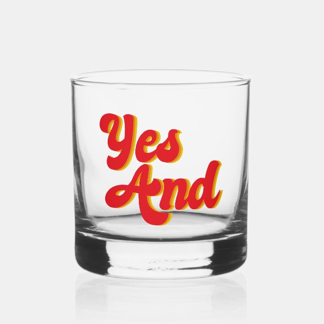 Yes And Improv Comedy Club Comedian Whiskey Glass (Front)