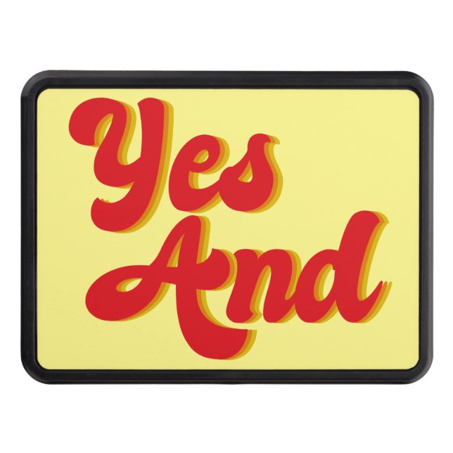 Yes And Improv Comedy Yellow Comedian Hitch Cover (Front)