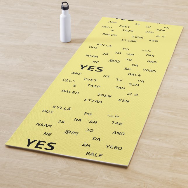Yes and No in different languages in yellow Yoga Mat (In Situ)