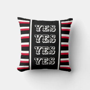 YES Black White Red Pattern Double Sided Throw Pillow