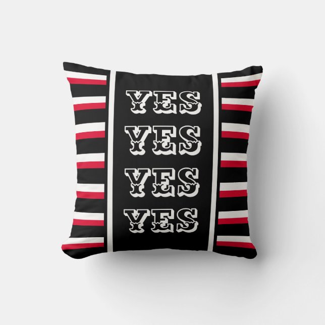 YES Black White Red Pattern Double Sided Throw Pillow (Front)