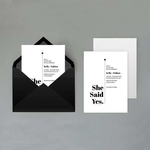 Yes  Bold Black  White  Modern Typography Save The Date