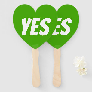 Yes both sides green quiz game signboards hand fan