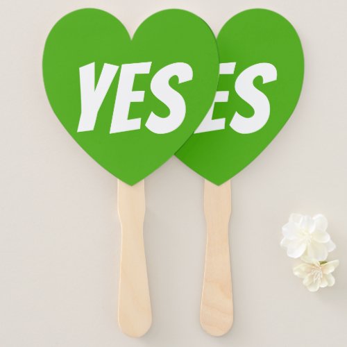 Yes both sides green quiz game signboards hand fan