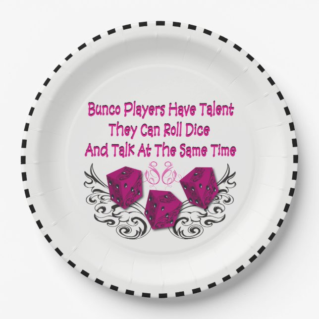 Yes, Bunco Players Have Talent Paper Plates (Front)