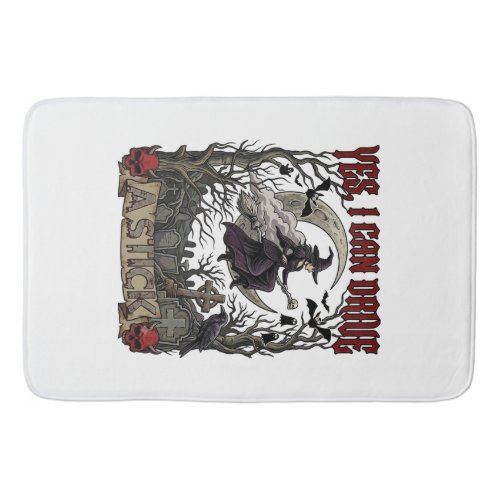 Yes Can Drive Stick Witch Graveyard Halloween_1 Bath Mat