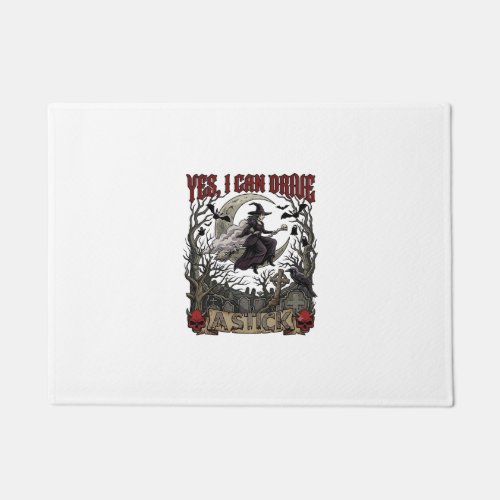 Yes Can Drive Stick Witch Graveyard Halloween_1 Doormat