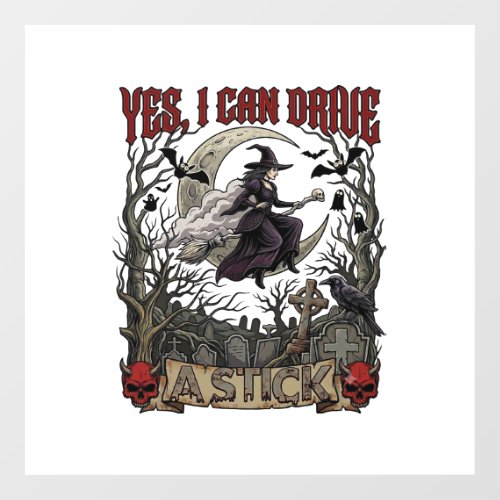 Yes Can Drive Stick Witch Graveyard Halloween_1 Floor Decals