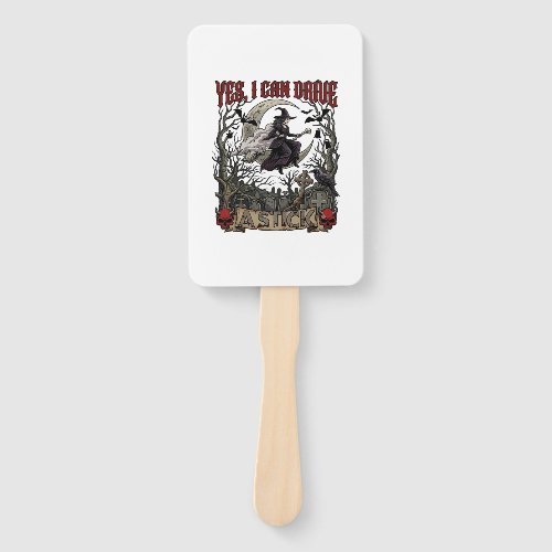 Yes Can Drive Stick Witch Graveyard Halloween_1 Hand Fan