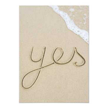 Yes carved word on the beach sand card Yes carved word on the beach sand card