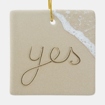 Yes carved word on the beach sand ceramic ornament Yes carved word on the beach sand ceramic ornament