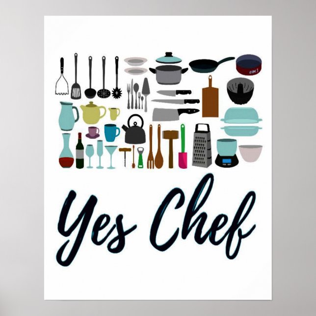 Yes Chef Kitchen Art Poster  (Front)