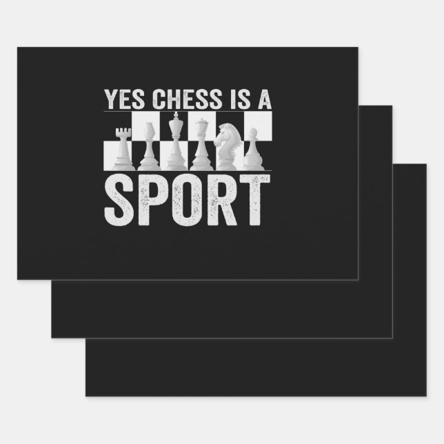 Yes Chess is a Sport Funny Chess Lovers Gift Wrapping Paper Sheets (Set)