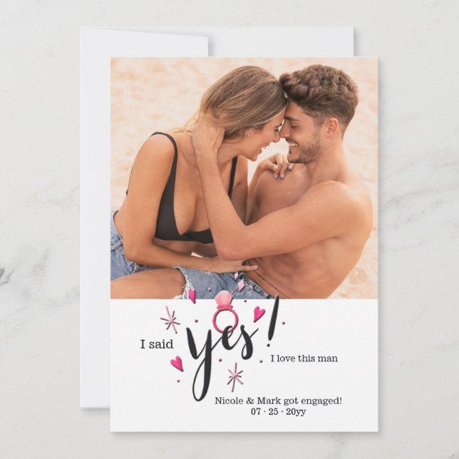 Yes Engagement Photo Announcement (Front)