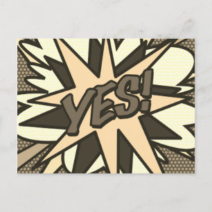 YES Fun Retro Comic Book Pop Art Postcard