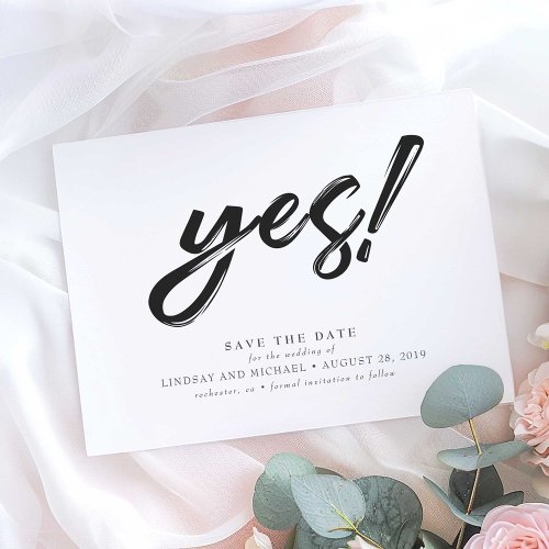 Yes Funny and Modern Save the Date Postcard
