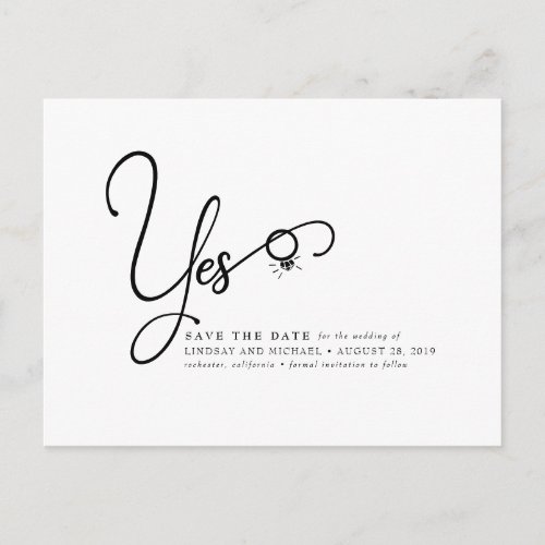 Yes Funny Cute and Modern Save the Date Postcard