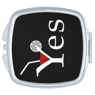 Yes funny stylized text black background makeup mirror