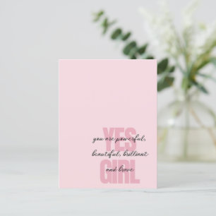 Yes Girl You Are Beautiful Motivational Girl Print Postcard