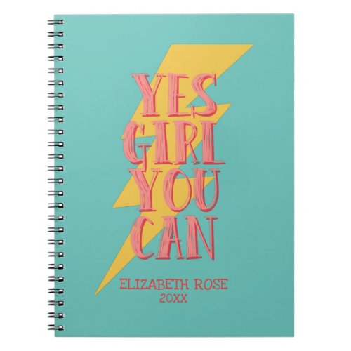 Yes Girl You Can Feminine Motivational Quote Offic Notebook