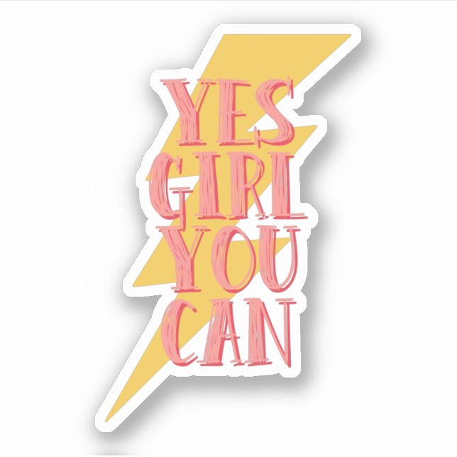 yes girl you can, feminine office waterbottle sticker (Front)