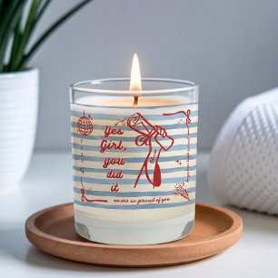 Yes Girl You Did It Watercolor Striped Graduation  Scented Candle