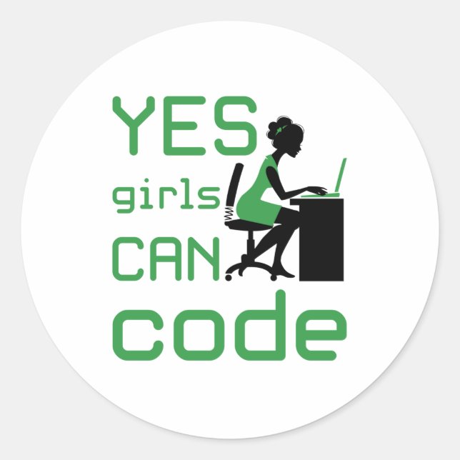 Yes Girls Can Code Woman Programmer Developer Classic Round Sticker (Front)