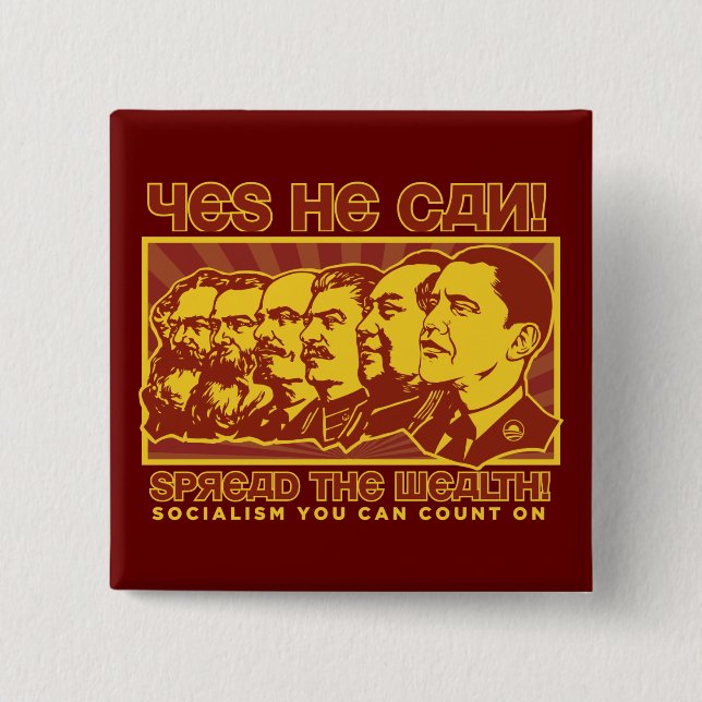 Yes He Can! Comrade Obama Spoof Button (Front)