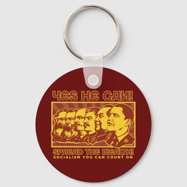Yes He Can! Comrade Obama Spoof Keychain (Front)