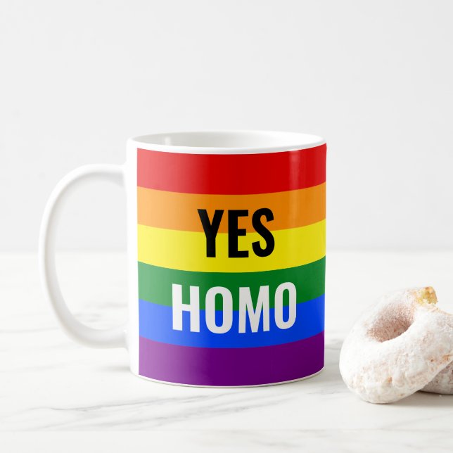 Yes Homo Rainbow Pride Mug (With Donut)