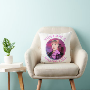 YES I AM A GAMER GIRL THROW PILLOW