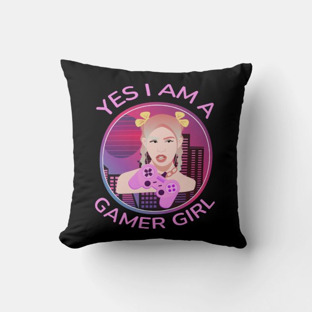 YES I AM A GAMER GIRL THROW PILLOW (Front)