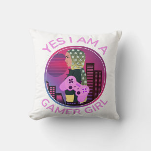 YES I AM A GAMER GIRL THROW PILLOW