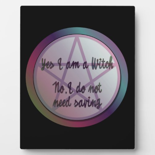 Yes I am a witch No I dont need saving Plaque