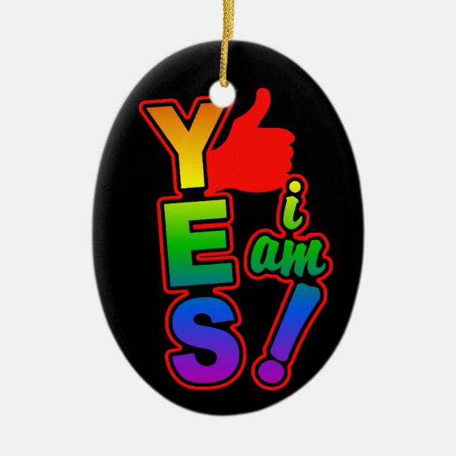 YES I AM ornament, customize Ceramic Ornament (Front)