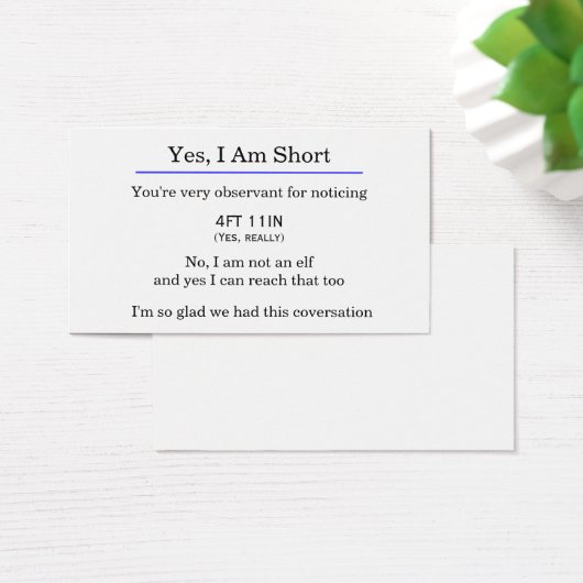 "Yes, I am short" card (Desk)