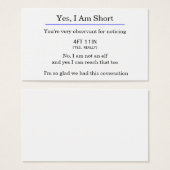 "Yes, I am short" card (Front & Back)