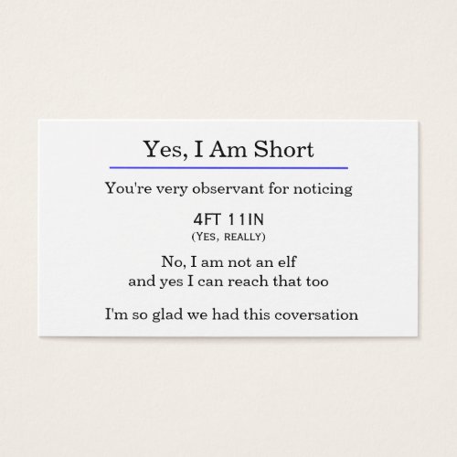 Yes I am short card