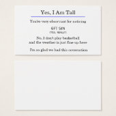 "Yes, I am tall" card (Front & Back)